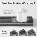2PCS Diatomite Quick Stone Drying Tray Mat For Bathroom & Kitchen Counter, Instant Dry Water Absorbent Drink Bar Coaster,Vanity Sink Caddy Organizer,Dish Soap Sponge Holders, Charcoal,8"x3.8"