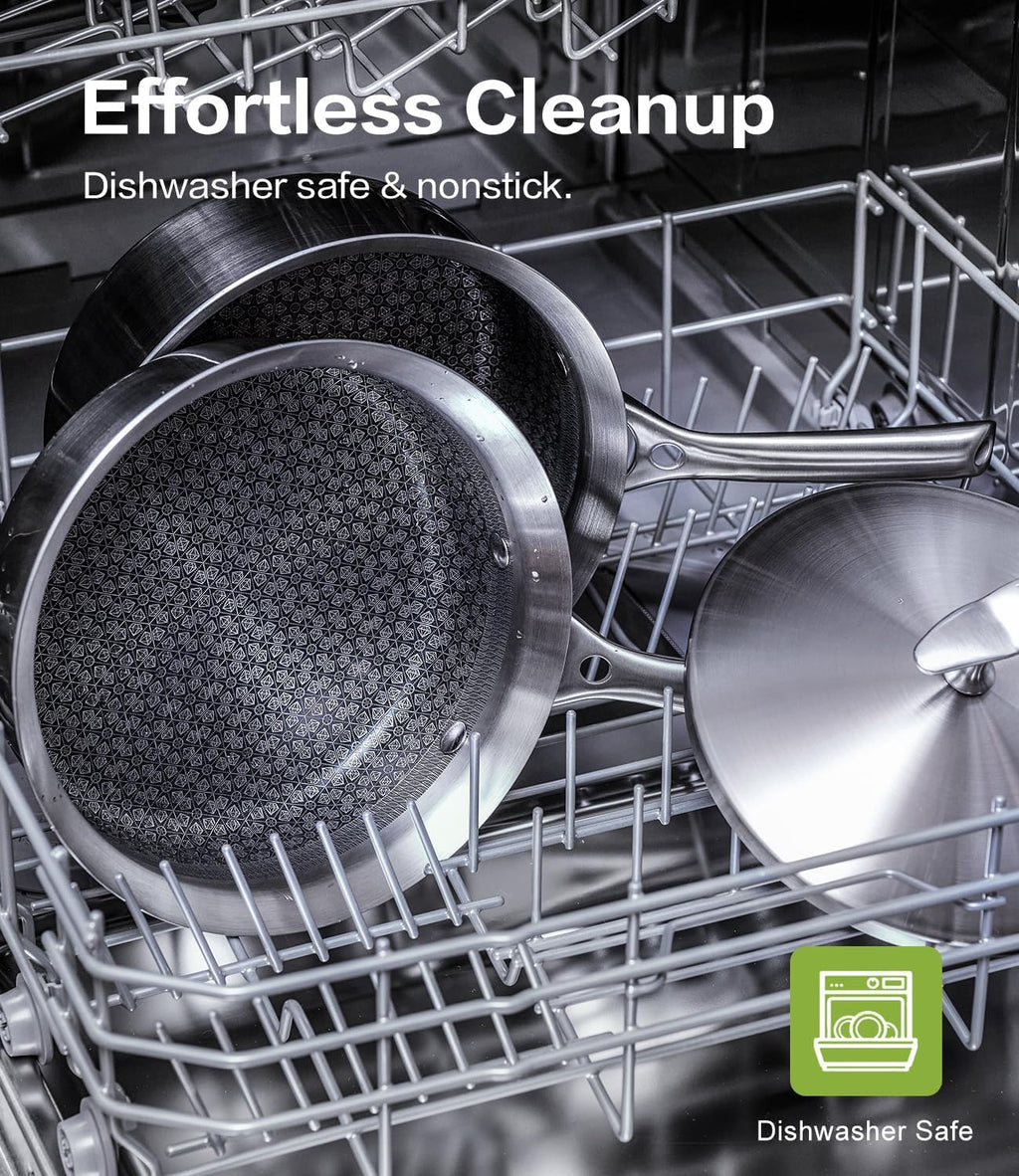 Saucepan with Lid 5-Ply Stainless Steel Sauce Pans, 3 Quart Small Pot for Sauce, Milk & Boiling, Induction Compatible, Oven Dishwasher Safe, Works on All Stovetops Non Toxic, PTFE & PFOA Free