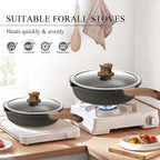 Vinchef Pots and Pans Set, 12pcs Nonstick Induction Kitchen Cookware Sets with Stay-Cool Handles, Frying Pans and Saute Pan with Lid, Silicone Cooking Utensil Sets and Pot Protectors, PFAS, PFOA Free