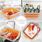Large 4.22 Gal / 16L Collapsible Cutting Board with Container, Foldable BBQ Prep Tub, Sapce Saving Dish Basin for Kitchen, Camping, Picnic, Vegetable and Fruit