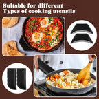 Baderke 4 Pcs Leather Cast Iron Handle Cover Handmade Leather Heat Resistant Skillet Handle Set Pot Holder for Hot Frying Pans, Pots(Black)