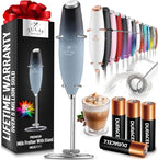Zulay Kitchen Powerful Milk Frother Wand With 4 AA Duracell Batteries - Ultra Fast Handheld Drink Mixer - Electric Whisk Foam Maker for Coffee, Lattes, Cappuccino, Matcha & Creamer -