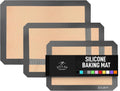Zulay Kitchen 16.5"x11.6" 3-Pack Silicone Baking Mat Sheet - Reusable Silicone Baking Sheet - Easy & Convenient Nonstick Baking Supplies - Silicone Mats for Baking - Baking Mat For Oven - (Dark Gray)