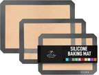 Zulay Kitchen 16.5"x11.6" 3-Pack Silicone Baking Mat Sheet - Reusable Silicone Baking Sheet - Easy & Convenient Nonstick Baking Supplies - Silicone Mats for Baking - Baking Mat For Oven - (Dark Gray)