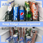 Drink Organizer for Fridge, Soda Can Organizer for Fridge, Self-Pushing Glide Drink Dispenser for Refrigerator-Holds up to 25 Cans Black (5 Rows)