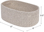 CubesLand Rectangle Organization/Storage Basket, Natural Cotton Rope Woven Baskets for Organizing, Small Basket for Kids, Baby Nursery, Cat Dog Toy Baskets, Organizer Bins for Shelves 3Pc Light Brown