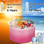 12oz Insulated Vacuum Food Jar with Buckle Lid Wide Mouth Soup Thermo for Hot Food Kids Leakproof Stainless Steel Lunch Container (Gradient Pink, 12OZ)