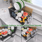 Runnatal 2-Tier Dish Drying Rack with Drainboard Set, Stainless Steel Detachable 2-in-1 Large-Capacity 2-Tier Over The Sink Anti-Rust Dish Rack and Dish Drainer for All Kitchen