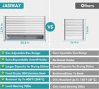 JASIWAY Roll Up Dish Drying Rack, Expandable (12.8"-23.8" D x 12.8" W) Stainless Steel Portable Drainer for Kitchen Sink Counter, Foldable Over The Sink Cover with Removable Utensil Holder