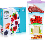 J&&J FRESH Reusable Food Storage Bags – 260 Pack Variety Pack (Snack, Sandwich, Quart, Gallon) – BPA-Free, Leakproof Zipper Bags with Expandable Bottom – Freezer Bags Safe, Kitchen & Pantry Organizer