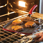 Rachael Ray Cook + Create Nonstick Stovetop Griddle/Grill Pan, Square, 11 Inch, Red