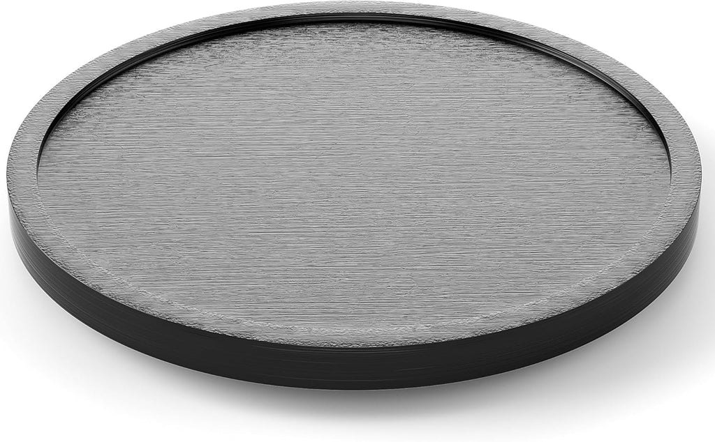LAMU 9'' Wood Lazy Susan Organizer Turntable for Cabinet, Lazy Susan for Table Top, Pantry, Kitchen, Bathroom, Countertop, Rotating Spice Organizer, Vanity Decor Tray, Pine Wood, Black