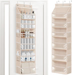 STORAGE MANIAC Over the Door Organizer Large Capacity Hanging Organizer, Clear Deep Pockets Behind Door Closet Organizer and Storage for Nursery, Bathroom, Bedroom, Pantry, 1 Pack Oat Beige