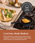 Caraway Cast Iron Skillet - 8” Enameled Cast Iron Pan With 3 Layer Enamel Coating - No Seasoning Required - Compatible With All Stovetops - Free From Forever Chemicals - Gray