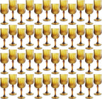 Plastic Wine Glasses，Plastic Goblets Vintage Style Cordial Drinking Glasses for Wedding Reception, Grand Event Party Supplies (48, Amber)