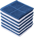Glynniss Dishcloths Kitchen Highly Absorbent Dish Rags 100% Cotton Dish Cloths for Washing Dishes, Cleaning (Middle Blue White, 11x11)