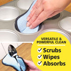 Original Scrub-N-Wipe Pad by Tuff-Scrub, 6-Pack, Microfiber, Multi-Surface, Non-Scratch, Dual-Sided, Scrubber for Dishes, Sinks, Non-Stick Cookware – Machine Washable, Durable Kitchen Sponge (Small)