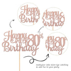 1 PCS Happy 80th Birthday Cake Topper Glitter Cheers to 80 Years Birthday Cake Pick 80 Fabulous Cake Decoration for Happy 80th Birthday Theme Party Decorations Supplies Rose Gold
