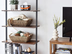 StorageWorks Hand-Woven Jumbo Storage Baskets with Wooden Handles, Seagrass Wicker Baskets for Organizing, 2-Pack