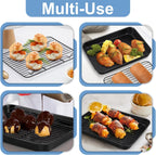 TeamFar Toaster Oven Pan with Rack Set, 10.5 x 8 x 1 Inch Nonstick Small Baking Pan Tray with Cooling Rack for Baking Roasting, Non-Toxic & Heavy Duty, Easy Clean, Set of 4