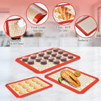 Baking Sheet with Silicone Baking Mat Set,CEKEE Stainless Steel Baking Sheet Pan Tray, Cookie Sheets for Baking, 6PCS Baking Supplies Bakeware Sets for Oven Making Cookies, Macaroons, Bread