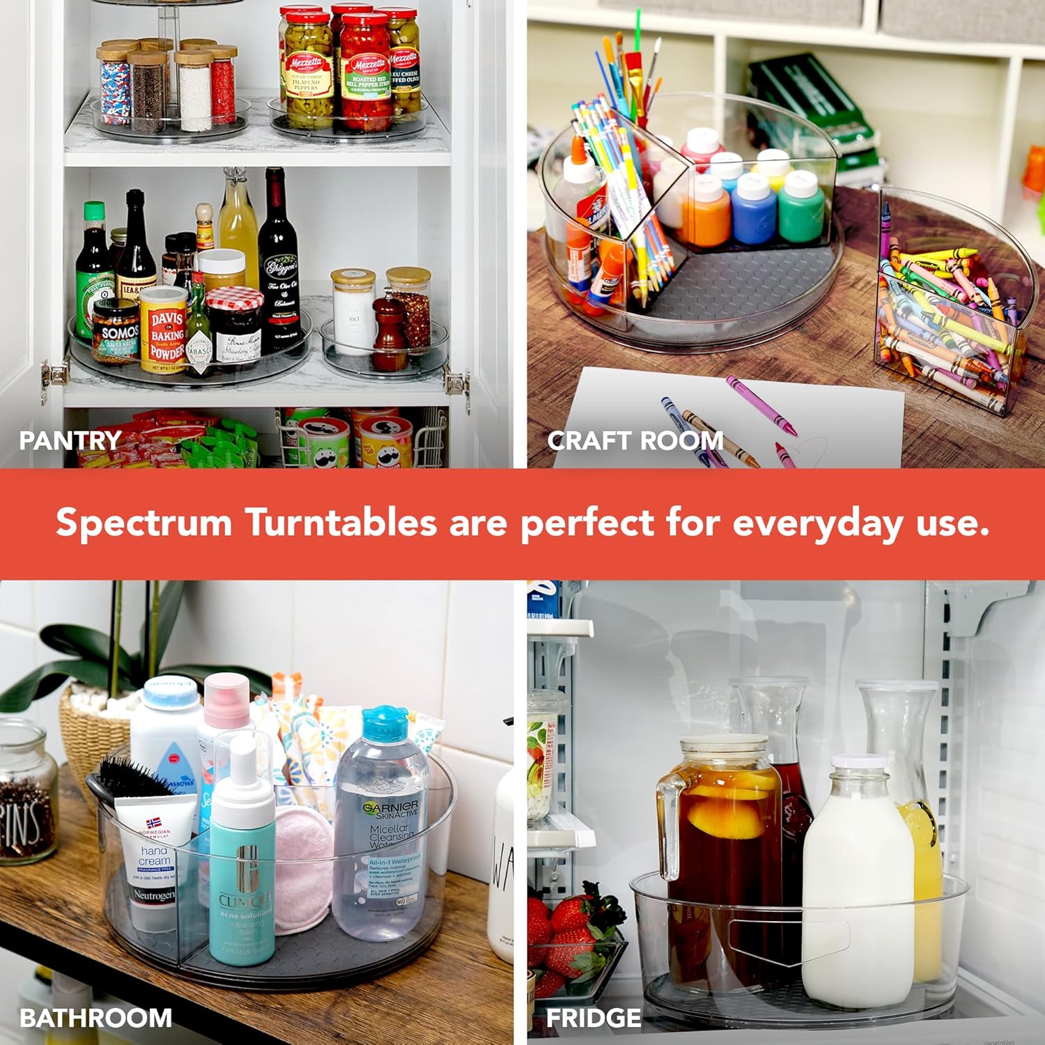 Spectrum Lazy Susan Organizer, Hexa Medium (1-Pack) - Lazy Susan Turntable for Cabinet, Refrigerator, Pantry, Table, & Shelf - Rotating & Spinning Pantry Organization - Spice Rack Storage for Fridge