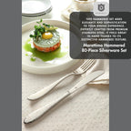 Silverware Set for 16 | 18/10 Stainless Steel Flatware Set | Mirror Finish, Heavy-Duty, Dishwasher Safe, Elegant & Durable, Built to Last (80-Piece, Marettimo Hammered)