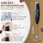 Cafe le Rou Milk Frother Handheld Battery Operated - Double Whisk with Stand. Batteries included. Electric Foam Maker, Drink Mixer with Stainless Steel Whisk