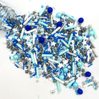 Weraru Edible Blue Silver Pearl Mix Sprinkles Candy Mixing Size Baking Edible Cake Decorations Cupcake Toppers Cookie Decorating Celebrations Wedding Shower Party Chirstmas Supplies 130g/ 4.6oz