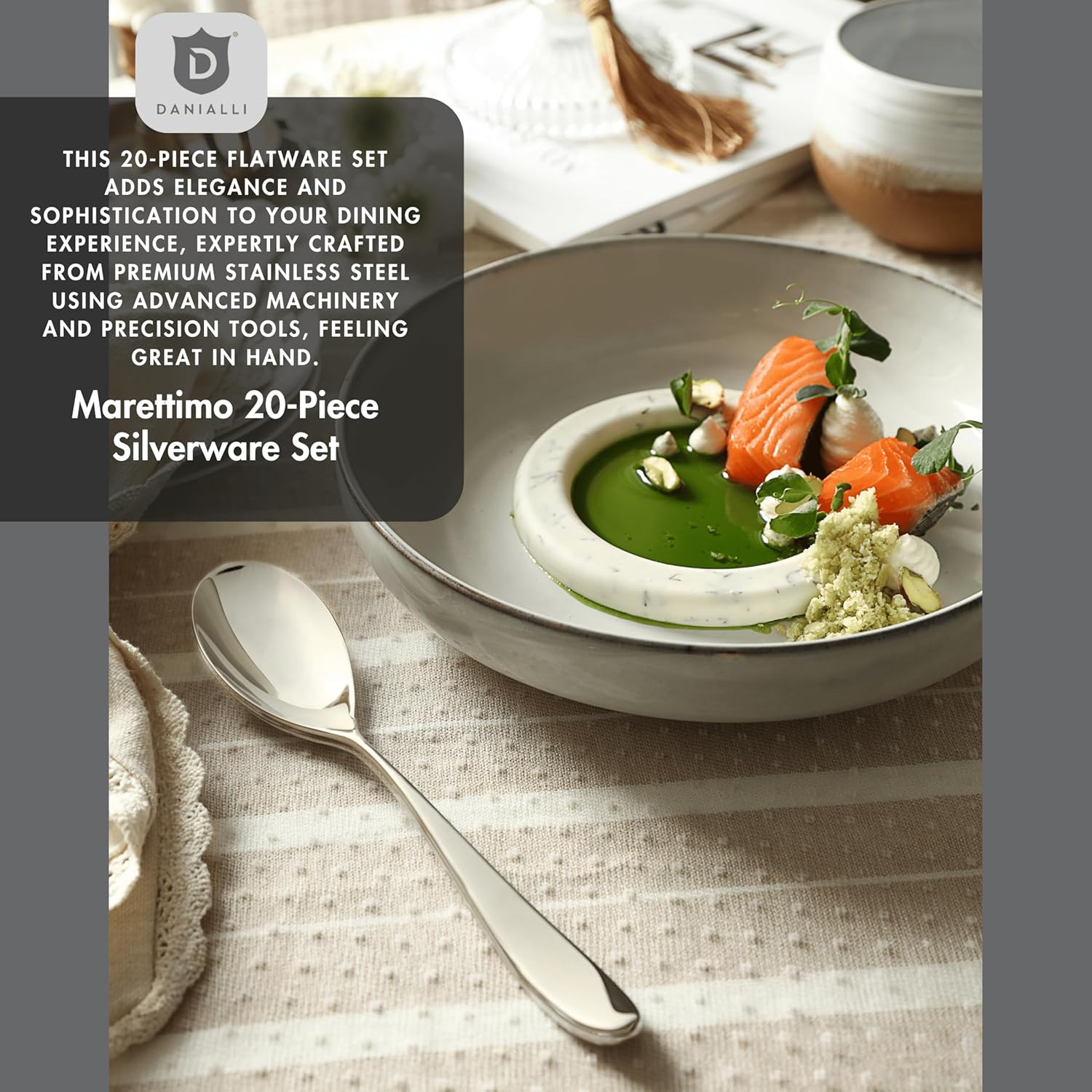 Silverware Set for 4 | 18/10 Stainless Steel Flatware Set | Mirror Finish, Heavy-Duty, Dishwasher Safe, Elegant & Durable, Built to Last (20-Piece, Marettimo)