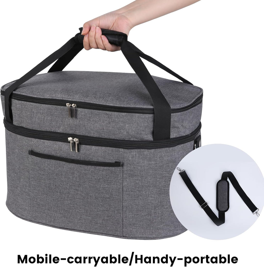 MUSBUS 2 Layer Slow cooker bag for Crock-Pot 6-8 quart, Travel reunionc outdoor, Easy to transport Insulation water proof easy cleaning to carry, Family Gathering Potluck, Gift for Women - Grey