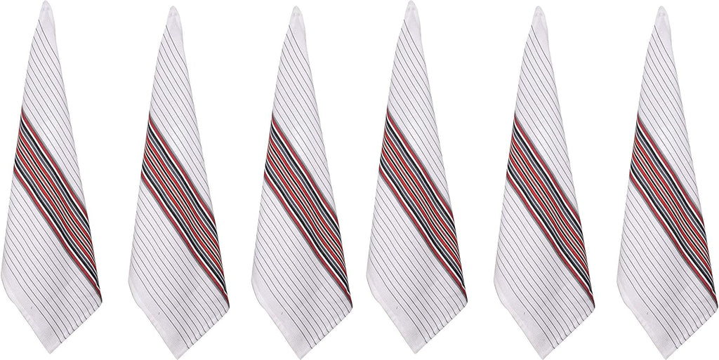 Urban Villa Kitchen Towels, Premium Quality, Cotton Dish Towels,Mitered Corners,Ultra Soft (Size: 20X30 in), White Waffle Stripes, Highly Absorbent Bar Towels & Tea Towels - (Set of 6)