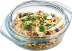 Simax Casserole Dish With Lid, 24 Ounce Round Glass Cookware, Oven and Microwave Safe Borosilicate Glass, Made In Europe 0.75 Qt