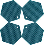 4 Packed Silicone Trivet Mats - DIY Different Size Dish Drying Mat, Hot Pot Holder for Pots & Pans, Non-Slip & Heat Resistant Kitchen Hot Pads for Countertops & Table,Teal