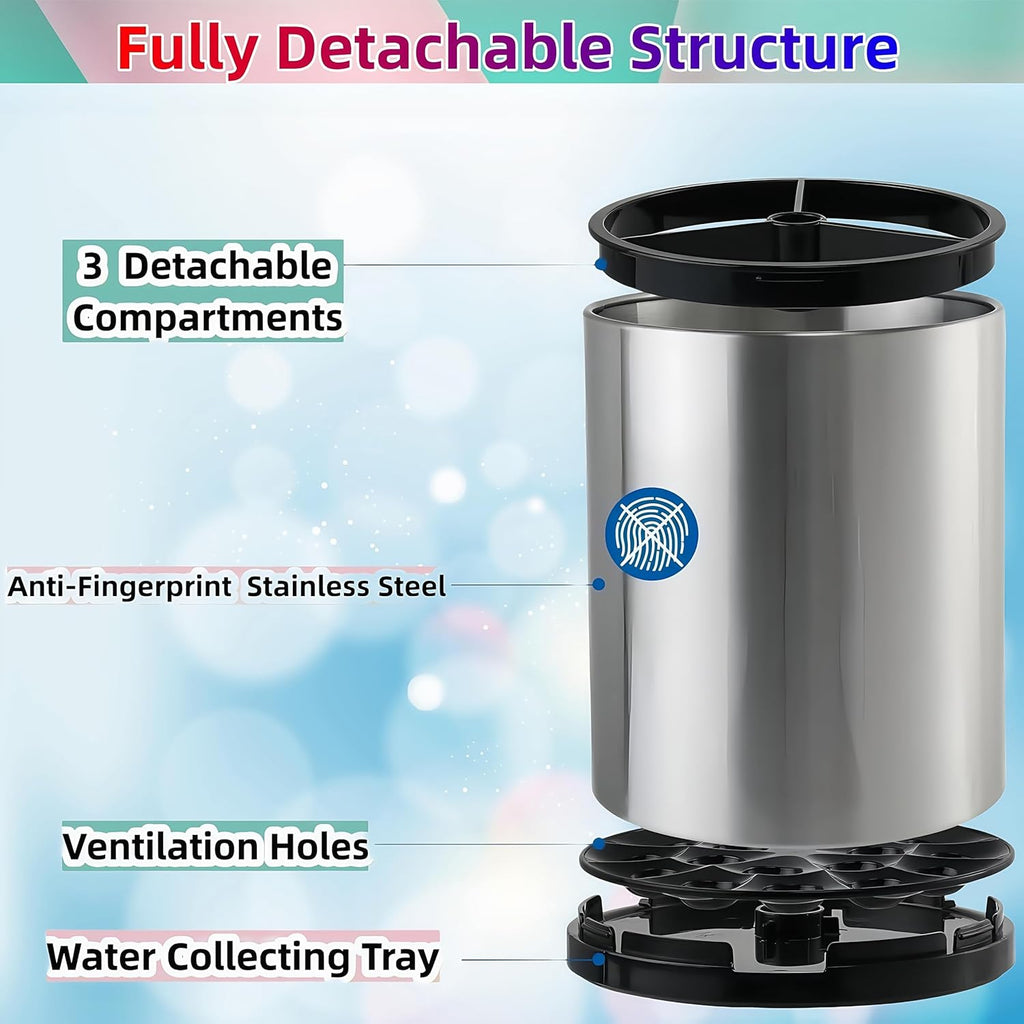 Utensil Holder,4-in-1 Large Kitchen Utensil Holder For Counter,Rotating Silverware Organizer Cooking Flatware Spoon Spatula Tool Cutlery Container Stainless Steel Caddy