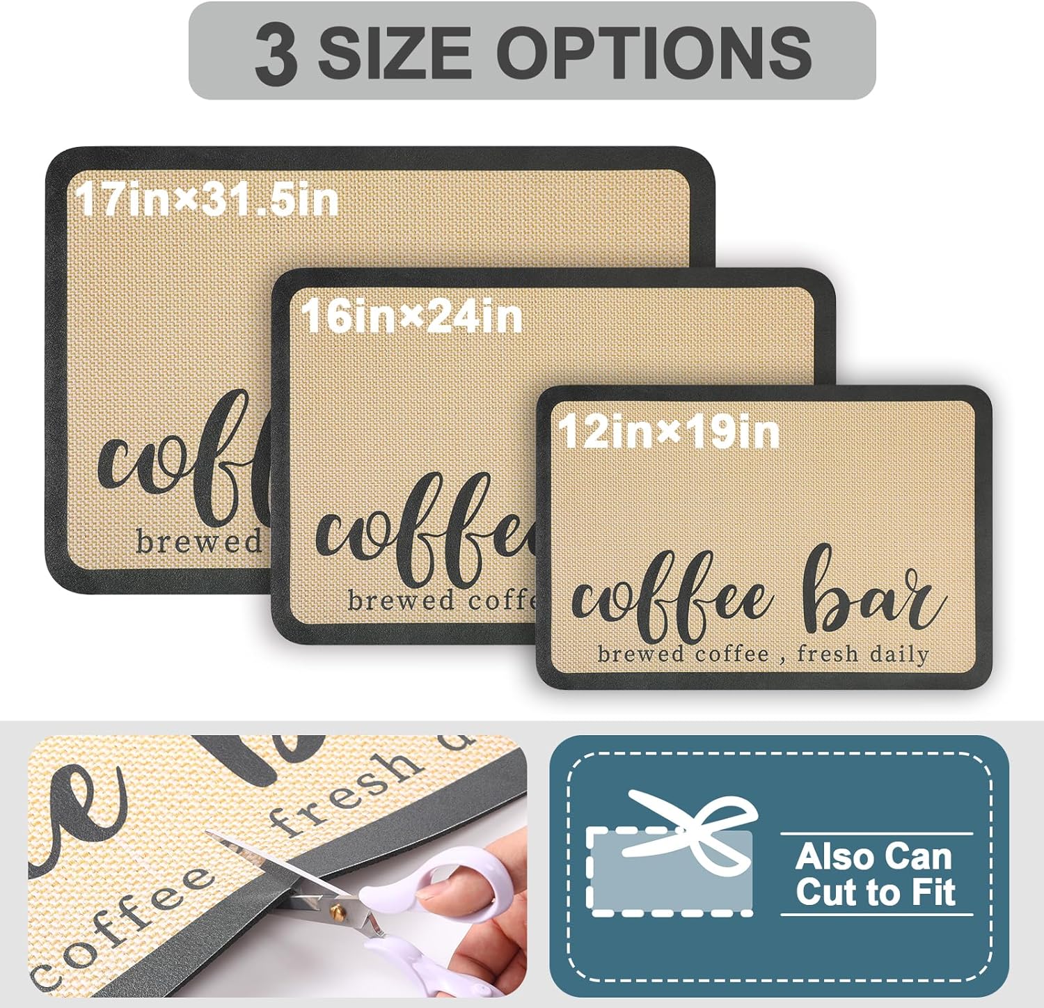 Coffee Mat - Absorbent Hide Stain Rubber Backed Dish Drying Mat for Kitchen Counter - Bar Mats for Countertops Accessories Fit Under Coffee Maker Espresso Machine