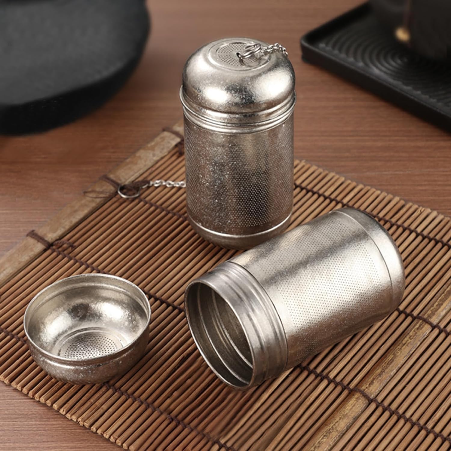 Titanium Tea Infuser for Loose Leaf & Fruit - Extra Fine Mesh Strainer Insert, Screw-Top Lid, Reusable Filter for Herbs, Lemon, Cucumber, Coffee & Spices