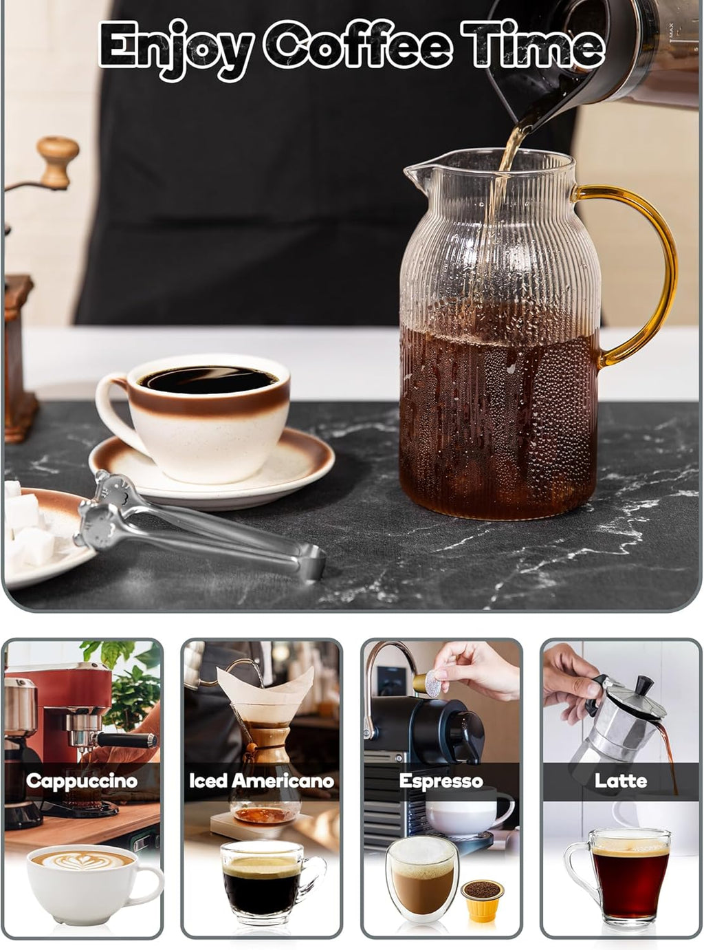 SUEH DESIGN Coffee Mat, Absorbent Dish Drying Mat 23.6 x 15.7 in Quick Dry Coffee Mat Large Drying Mats for Kitchen Counter Coffee Bar, Marble Black