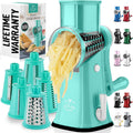 Zulay Kitchen Rotary Cheese Grater 5 Blade Cheese Shredder - Manual Hand Crank Cheese Grater With Reinforced Suction & 5 Interchangeable Drums - Easy to Use, Vegetable Chopper Round Mandoline Slicer