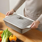 LOVECASA 4.5 Quart Ceramic Casserole Dish with Lid, 9x13 Baking Dish for Oven, Lasagna Pan Deep with Handles, Stoneware Bakeware, Oven & Dishwasher Safe, Grey