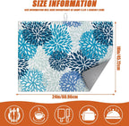 Blue Floral Dish Drying Mat for Kitchen Counter Microfiber Absorbent Dish Kitchen Drying Mat Draining Reusable Washable for Dishes/Utensils/Counterto