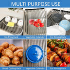 Ahyuan Roll up Dish Drying Rack Over The Sink Kitchen Roll up Sink Drying Rack Portable Dish Drainer Foldable Dish Drying Rack (Warm Gray, 17.8''X11.8'')