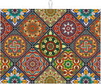 Retro Dish Drying Mat for Kitchen Counter Mandala Colorful Dish Drainer Rack Mats Boho Decor Washable Absorbent Reversible Microfiber Drying Pad Kitchen Accessories 18"x24"