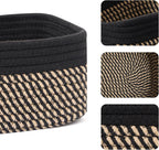 Small Storage Baskets for Organizing | Closet Organizer Bins | Shelf Toy Basket | Woven Rope Baskets | Cube Decorative Box | Shallow Basket | 11.5x7.5x4.7” | 3 Packs Black Brown