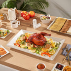 18" x 12" Large Serving Platters Set of 2, Porcelain Heavy-Duty Large Serving Trays, White Rectangular Plates for Turkey, Food, Fruit, Party, Wedding, Christmas, Chip and Scratch Resistant