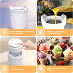 Ice Cream Maker Machine – Premium Mini Electric Maker Machine with Low-Noise Operation, Rechargeable,Perfect for Gelato, Sorbet & Frozen Yogurt, Easy to Clean,White