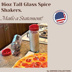 JARMING COLLECTIONS Glass Spice Jars with Shaker Lids - Spice Jars 16 oz for Food Storage, Spice Containers for Kitchen Organization, Organizing Bottles for Spices (Red - Set of 3)