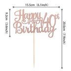 1 PCS Happy 40th Birthday Cake Topper Glitter Cheers to 40 Years Birthday Cake Pick 40 Fabulous Cake Decoration for Happy 40th Birthday Anniversary Party Decorations Supplies Rose Gold