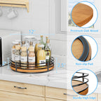 12" Lazy Susan Turntable Organizer - Oak Wood Lazy Susan for Cabinet Kitchen Countertop Dining Table Pantry Cupboard Bathroom Coffee Bar Storage Spice Rack Home Decor