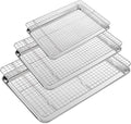 CEKEE Baking Sheet with Wire Rack Set of 6 (3 Cookie Sheets for baking + 3 Cooking Racks), Stainless Steel Stainless Steel Baking Pans Set with Cooling Rack - Heavy Duty & Dishwasher Safe
